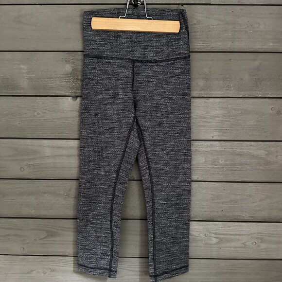 Lululemon Wunder Under Crop Legging Hi Rise Size 4 Heathered Black 21" - Picture 3 of 11